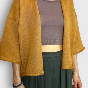 Ice Mustard Open-Front Poncho